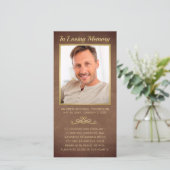 Beileid Brown Leather Gold Frame Foto Beerdigung (Stehend Vorderseite)