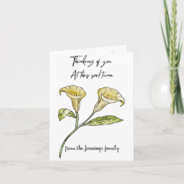 Beileid Condolence Card Calla Lilies Editable Karte