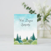 Beileid Condolence Watercolor Woodland Blue Sky Postkarte (Stehend Vorderseite)