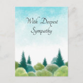 Beileid Condolence Watercolor Woodland Blue Sky Postkarte (Vorderseite)