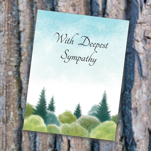 Beileid Condolence Watercolor Woodland Blue Sky Postkarte