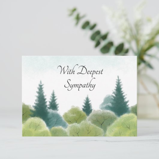 Beileid Condolence Watercolor Woodland Card (Stehend Vorderseite)