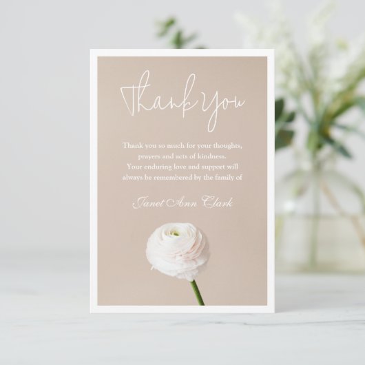 Beileid Danke, dass Sie eine Karte mit Blume haben (Stehend Vorderseite)