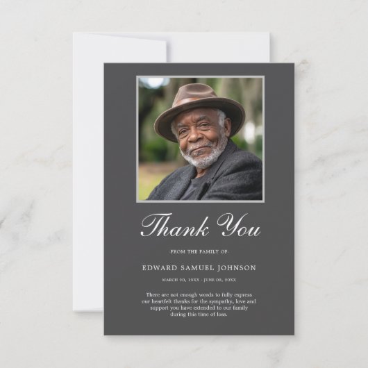 Beileid Danke, Foto Dankeskarte (Vorderseite)