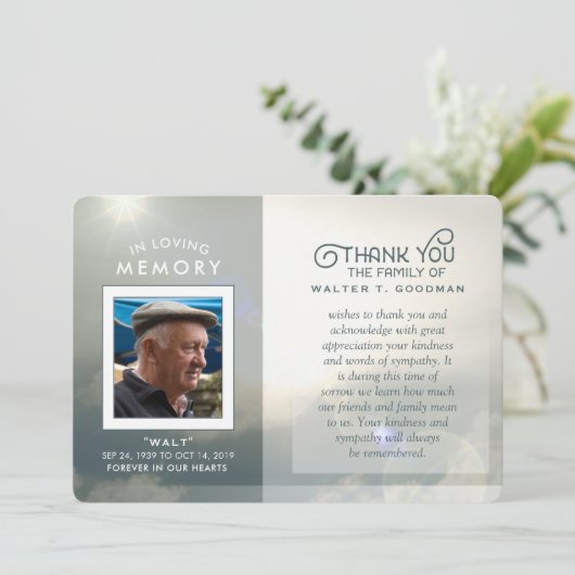 Beileid danke Ihnen Friedliche Wolken Blau & Weiß (Stehend Vorderseite)