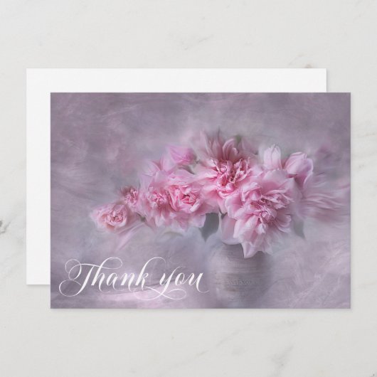 Beileid DANKE IHNEN Gedenkstein Pink Peonies Vase (Vorne/Hinten)