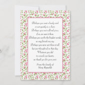 Beileid Danke, Pink Roses Karte (Vorderseite)