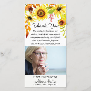 Beileid danken Ihnen Erinnerungsblumensonnenblumen Dankeskarte