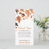 Beileid danken Ihnen Erinnerungsherbst-Blätter Dankeskarte (Stehend Vorderseite)