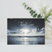 Beileid DANKEN SIE Gedenkstätte Sunset Ocean Beach Dankeskarte (Stehend Vorderseite)