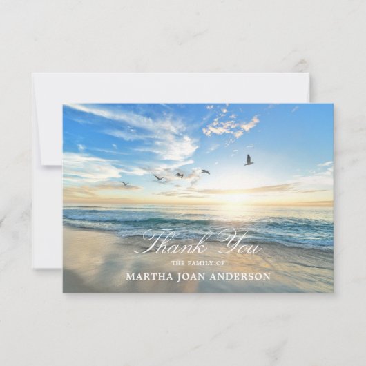 Beileid DANKEN SIE Gedenkstätte Sunset Ocean Beach Dankeskarte (Vorderseite)