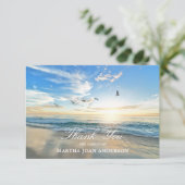 Beileid DANKEN SIE Gedenkstätte Sunset Ocean Beach Dankeskarte (Stehend Vorderseite)