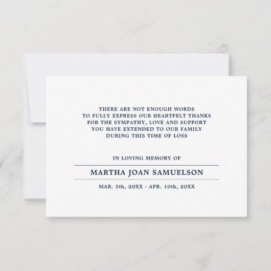 Beileid DANKEN SIE Gedenkstätte Sunset Ocean Beach Dankeskarte (Rückseite)