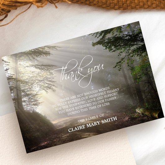 Beileid DANKEN SIE Gedenkwald Sun FOTO Dankeskarte