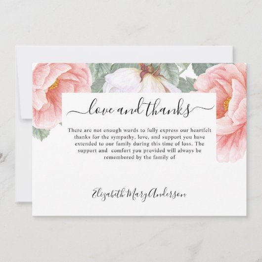 Beileid Dankeschön an die florale Gedenkstätte Ber Dankeskarte (Vorderseite)