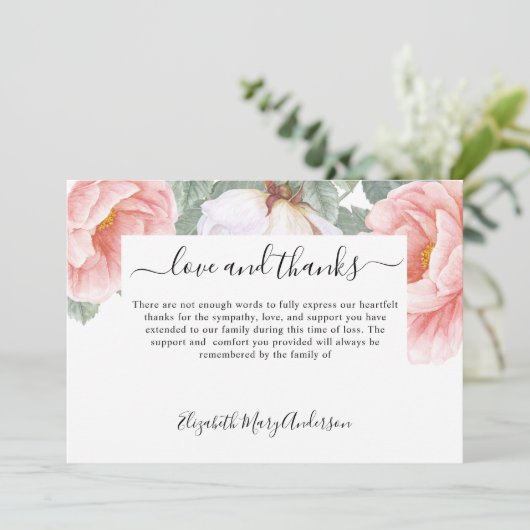 Beileid Dankeschön an die florale Gedenkstätte Ber Dankeskarte (Stehend Vorderseite)