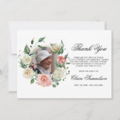 Beileid Dankeschön an Memorial Pink Floral FOTOS! Dankeskarte (Vorderseite)