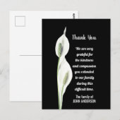 Beileid Dankeschön an Memorial White Lily Blume Postkarte (Vorne/Hinten)