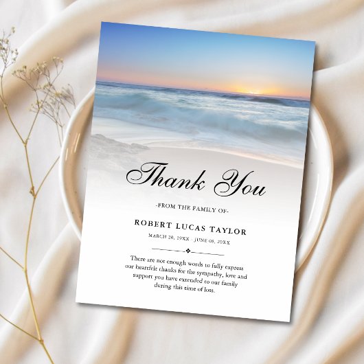 Beileid Dankeschön Beach Ocean Beerdigung Postkarte
