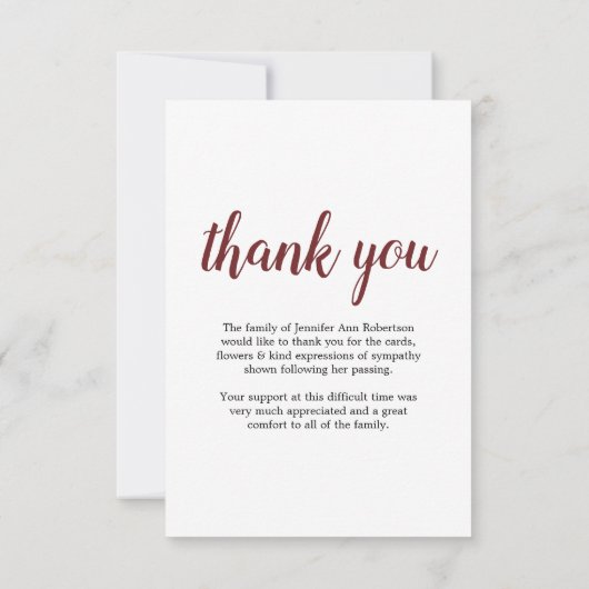 Beileid Dankeschön - Beerdigung Foto floral Dankeskarte (Rückseite)