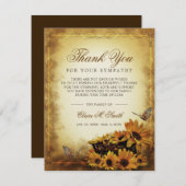 Beileid Dankeschön Blumenblüten Butterfly Dankeskarte (Vorne/Hinten)