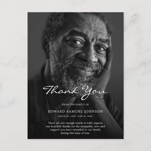 Beileid Dankeschön für das Foto der Beerdigung Postkarte (Vorderseite)