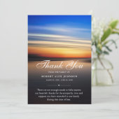 Beileid dankt Ihnen am Strand Sonnenuntergang Tote Dankeskarte (Stehend Vorderseite)