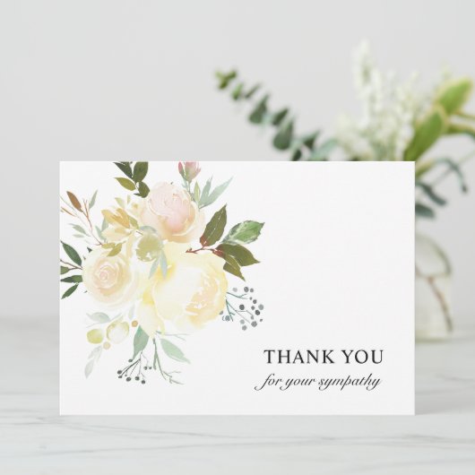 Beileid der Beerdigung Vielen Dank Elfenbeinflora Dankeskarte (Stehend Vorderseite)