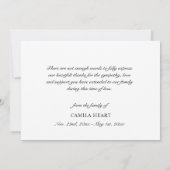 Beileid der Beerdigung Vielen Dank Elfenbeinflora Dankeskarte (Rückseite)