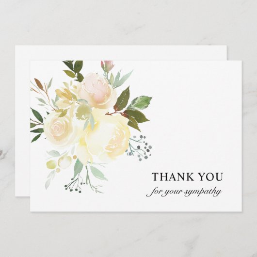 Beileid der Beerdigung Vielen Dank Elfenbeinflora Dankeskarte (Vorne/Hinten)