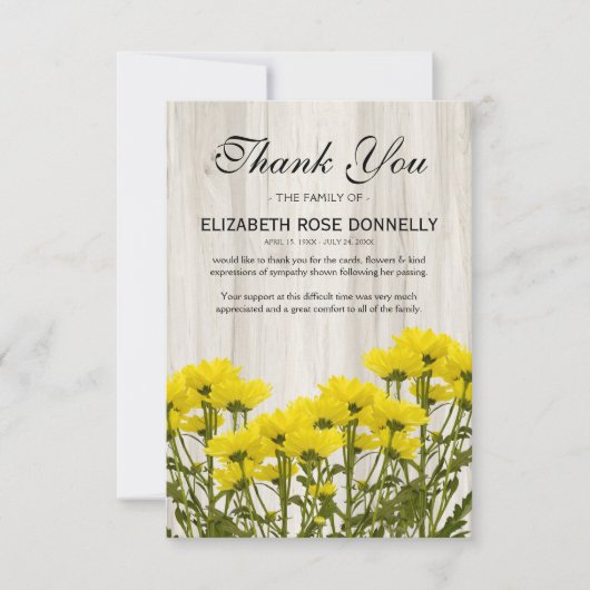 Beileid der rustikalen Dankbarkeit Dankeskarte (Vorderseite)