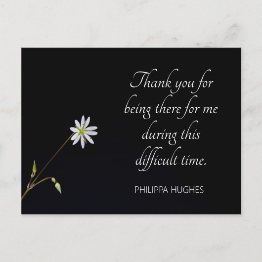 Beileid der weißen Blume Postkarte (Vorderseite)