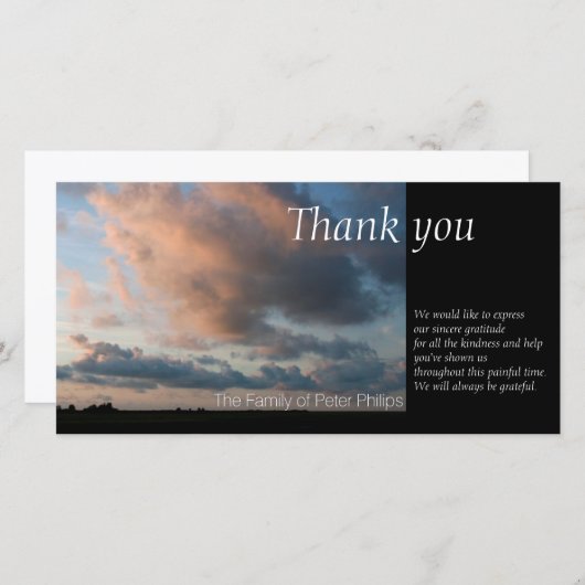 Beileid des Sonnenuntergang-am friedlichen Dankeskarte (Vorne/Hinten)