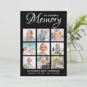 Beileid Elegant 9 Foto Collage Keepake Beerdigung Dankeskarte (Stehend Vorderseite)