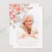 Beileid Elegante Blush Rose Foto Beerdigung Dankeskarte (Vorne/Hinten)