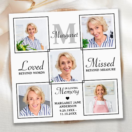 Beileid Elegante Foto Collage Gedenkfeier Beerdigu Dankeskarte