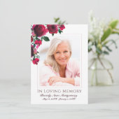 Beileid Elegante Rote Rose Blumenbeerdigung Foto Dankeskarte (Stehend Vorderseite)