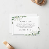 Beileid Eucalyptus Funerary Danke Mitteilungskarte (Vorderseite/Rückseite Beispiel)