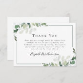 Beileid Eucalyptus Funerary Danke Mitteilungskarte (Vorne/Hinten)