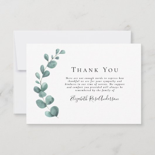 Beileid Eukalyptus Beerdigung Danke Karte (Vorderseite)