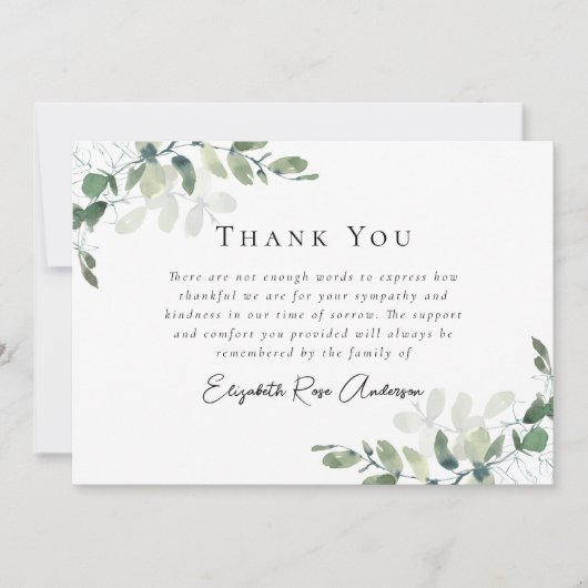 Beileid Eukalyptus Beerdigung Danke Karte (Vorderseite)