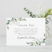 Beileid Eukalyptus Beerdigung Danke Karte (Stehend Vorderseite)