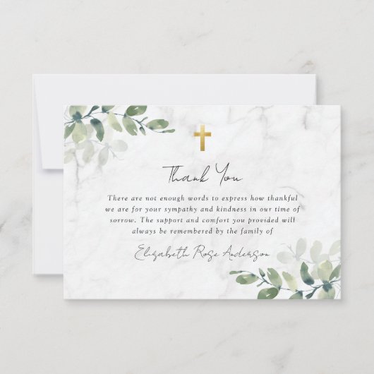 Beileid Eukalyptus Cross Beerdigung Dankeskarte (Vorderseite)