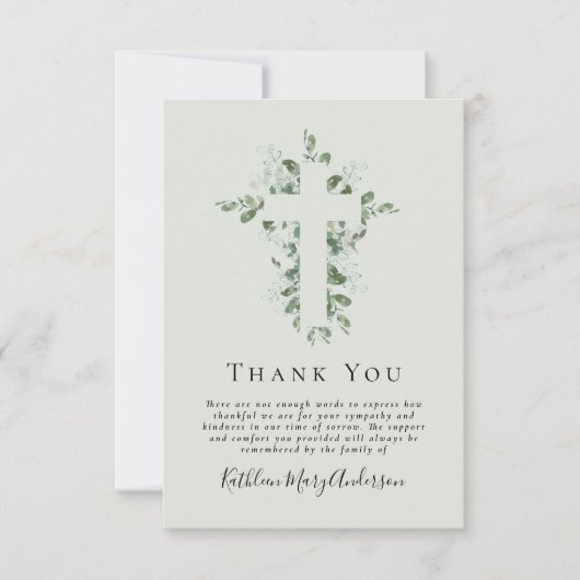 Beileid Eukalyptus Cross Beerdigung Dankeskarte (Vorderseite)