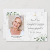 Beileid Eukalyptus Cross Foto Beerdigung Dankeskarte (Vorderseite)