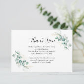 Beileid Eukalyptus Floral Beerdigung Vielen Dank Einladung (Stehend Vorderseite)