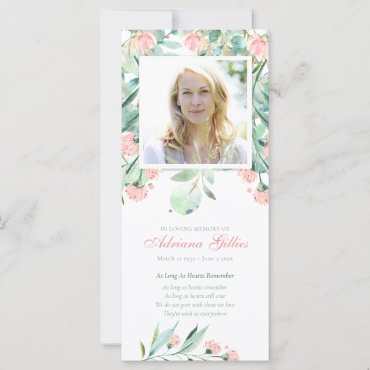 Beileid Eukalyptus Foto Beerdigung Dankeschön Kart (Vorderseite)