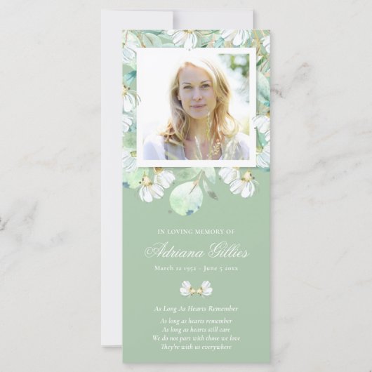 Beileid Eukalyptus Foto Beerdigung Dankeschön Kart (Vorderseite)