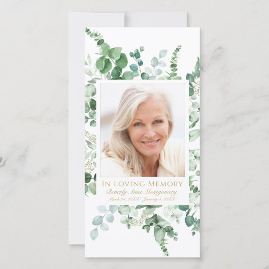 Beileid Eukalyptus Foto Gold Beerdigung Gebet (Vorderseite)