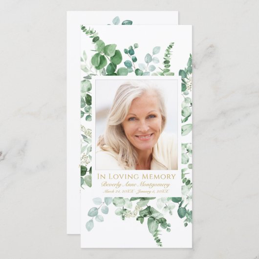 Beileid Eukalyptus Foto Gold Beerdigung Gebet (Vorne/Hinten)